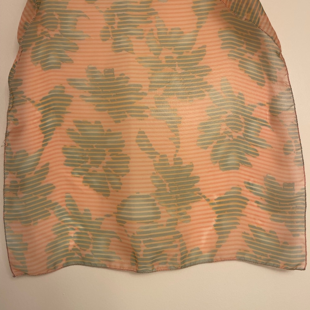 Floral Patterned Scarf- Green and Peach